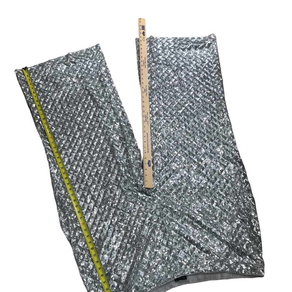 Eloquii Size 26 Renaissance Ready GLAM Silver Sequin Wide Leg Party Pants Plus - Picture 10 of 13